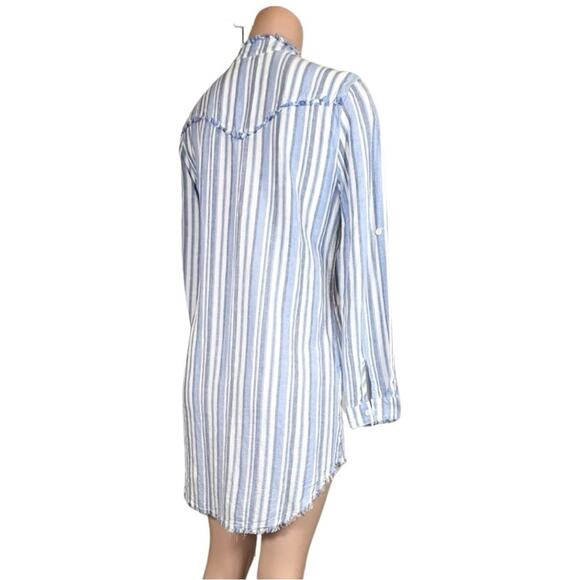 Anthropology Cloth & Stone Blue & White Stripe Frayed Hem Denim Dress SZ S $139 - Picture 9 of 16